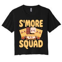 Smore Squad Groovy Smore Chocolate Marshmallow Camping Team Women's Crop Top Tee