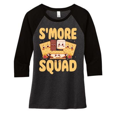 Smore Squad Groovy Smore Chocolate Marshmallow Camping Team Women's Tri-Blend 3/4-Sleeve Raglan Shirt