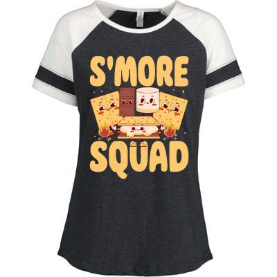 Smore Squad Groovy Smore Chocolate Marshmallow Camping Team Enza Ladies Jersey Colorblock Tee