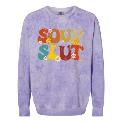 Soup Slut Groovy Sarcastic Funny Saying Christmas Colorblast Crewneck Sweatshirt