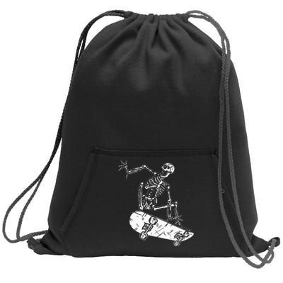 Skeleton Skateboarding Gothic Skater Halloween Skateboarding Sweatshirt Cinch Pack Bag