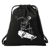 Skeleton Skateboarding Gothic Skater Halloween Skateboarding Drawstring Bag