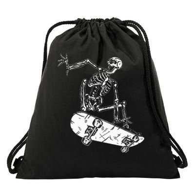 Skeleton Skateboarding Gothic Skater Halloween Skateboarding Drawstring Bag