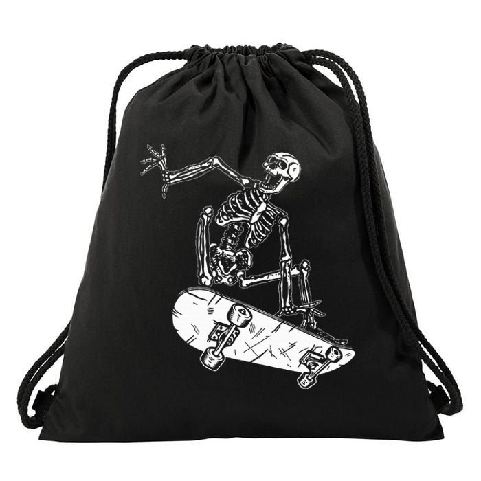 Skeleton Skateboarding Gothic Skater Halloween Skateboarding Drawstring Bag