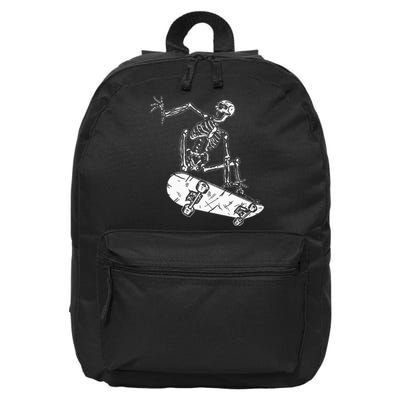 Skeleton Skateboarding Gothic Skater Halloween Skateboarding 16 in Basic Backpack