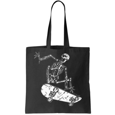 Skeleton Skateboarding Gothic Skater Halloween Skateboarding Tote Bag