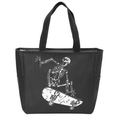 Skeleton Skateboarding Gothic Skater Halloween Skateboarding Zip Tote Bag