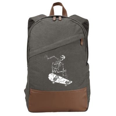 Skeleton Skateboarding Gothic Skater Halloween Skateboarding Cotton Canvas Backpack