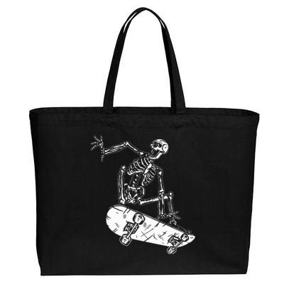 Skeleton Skateboarding Gothic Skater Halloween Skateboarding Cotton Canvas Jumbo Tote