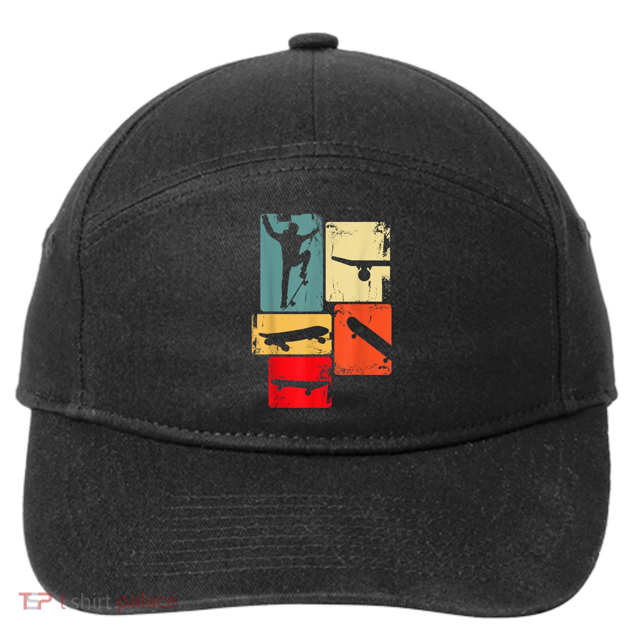 Skater Skateboarder Gift Retro Skateboard 7-Panel Snapback Hat