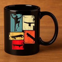 Skater Skateboarder Gift Retro Skateboard 11oz C Handle Ceramic Mug