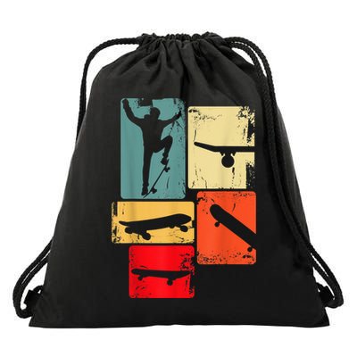 Skater Skateboarder Gift Retro Skateboard Drawstring Bag