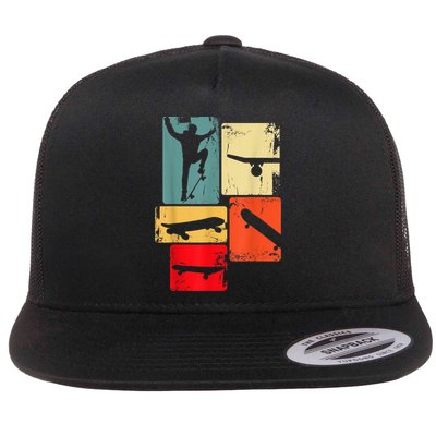 Skater Skateboarder Gift Retro Skateboard Flatbill Hat