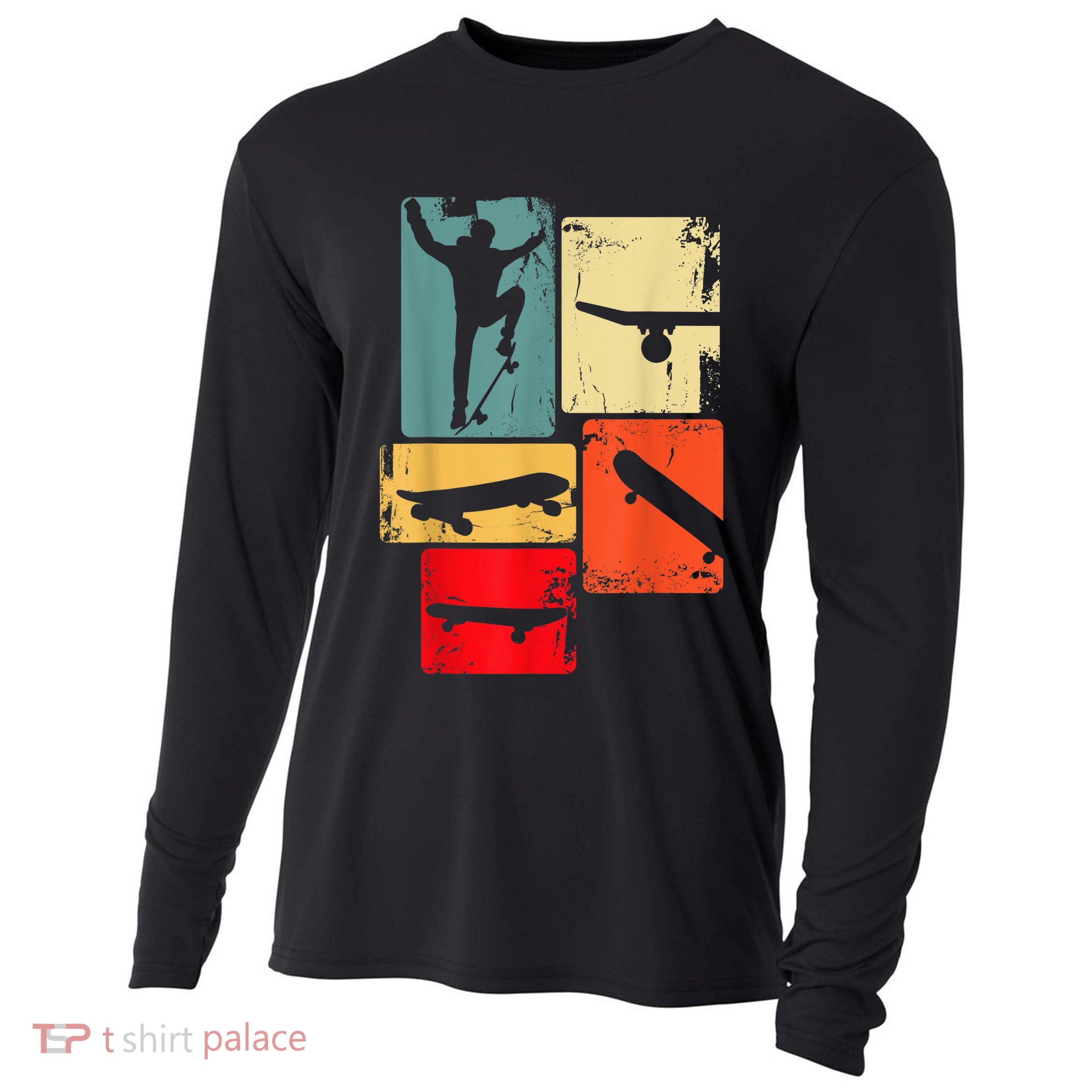 Skater Skateboarder Gift Retro Skateboard Cooling Performance Long Sleeve Crew