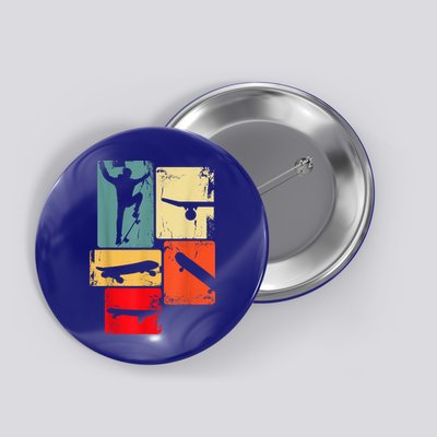 Skater Skateboarder Gift Retro Skateboard Button