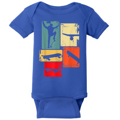 Skater Skateboarder Gift Retro Skateboard Baby Bodysuit