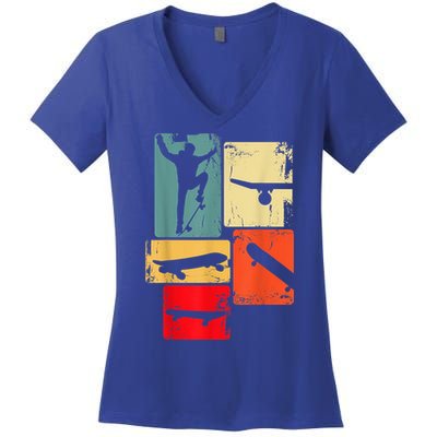 Skater Skateboarder Gift Retro Skateboard Women's V-Neck T-Shirt