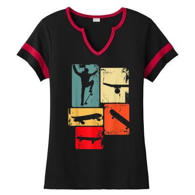 Skater Skateboarder Gift Retro Skateboard Gift For Boys Youth Gift Ladies Halftime Notch Neck Tee