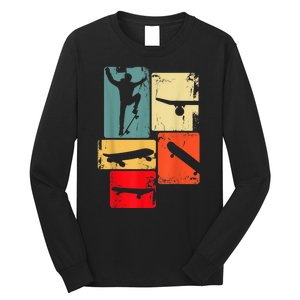 Skater Skateboarder Gift Retro Skateboard Gift For Boys Youth Gift Long Sleeve Shirt