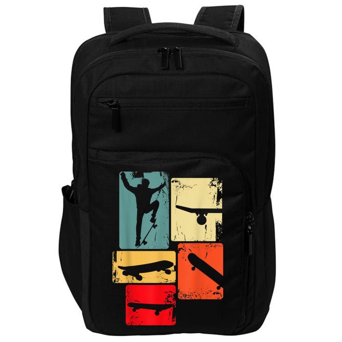 Skater Skateboarder Gift Retro Skateboard Gift For Boys Youth Gift Impact Tech Backpack