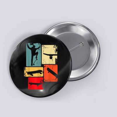 Skater Skateboarder Gift Retro Skateboard Gift For Boys Youth Gift Button