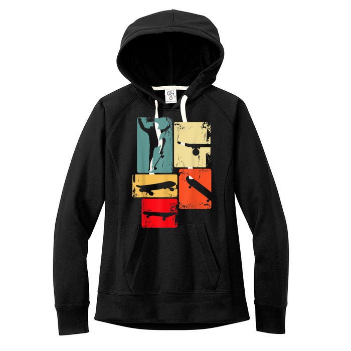 Skater Skateboarder Gift Retro Skateboard Gift For Boys Youth Gift Women's Fleece Hoodie