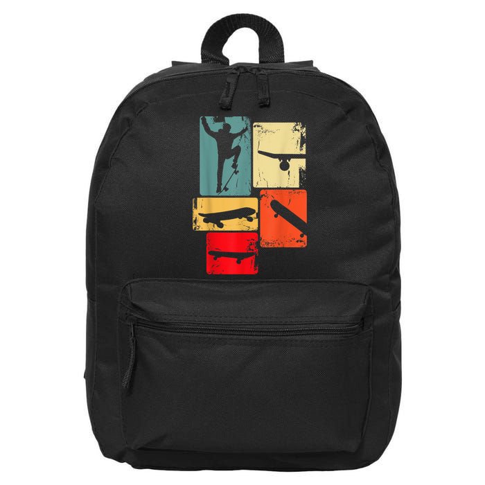 Skater Skateboarder Gift Retro Skateboard Gift For Boys Youth Gift 16 in Basic Backpack