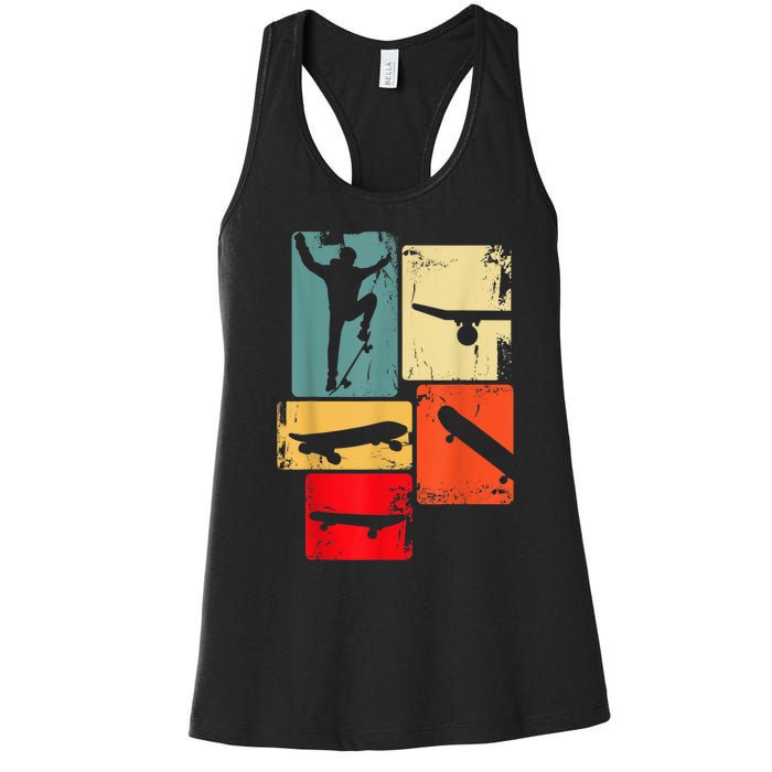 Skater Skateboarder Gift Retro Skateboard Gift For Boys Youth Gift Women's Racerback Tank