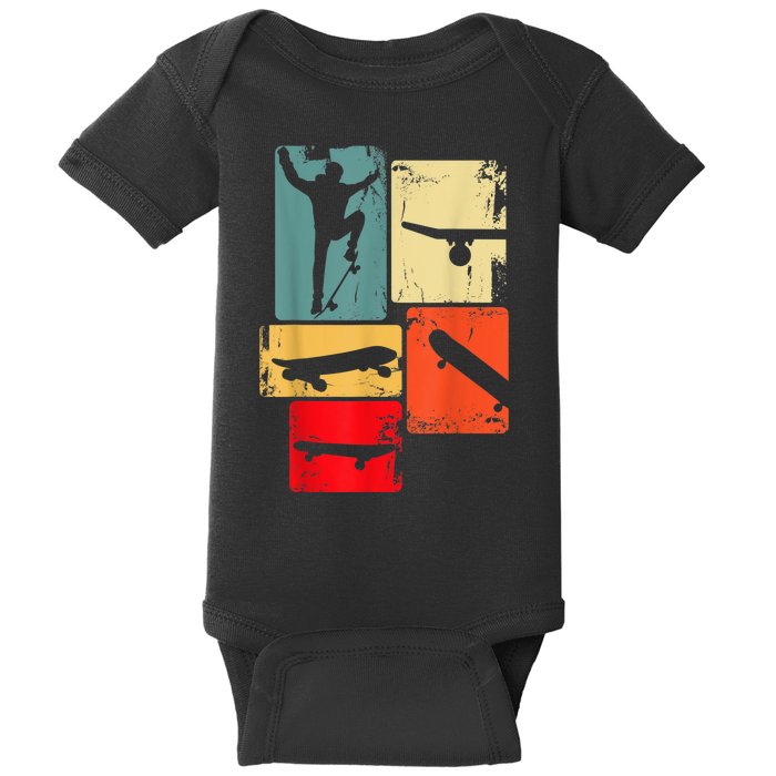 Skater Skateboarder Gift Retro Skateboard Gift For Boys Youth Gift Baby Bodysuit