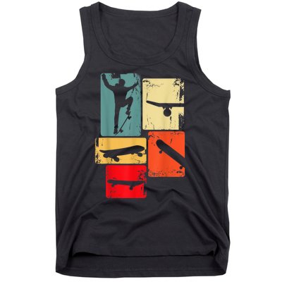 Skater Skateboarder Gift Retro Skateboard Gift For Boys Youth Gift Tank Top