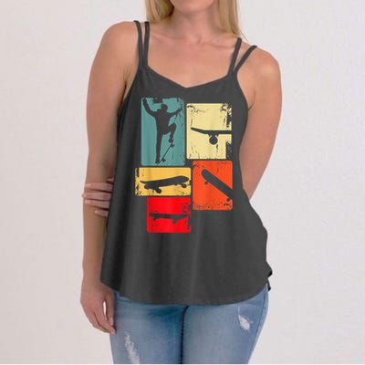 Skater Skateboarder Gift Retro Skateboard Gift For Boys Youth Gift Women's Strappy Tank