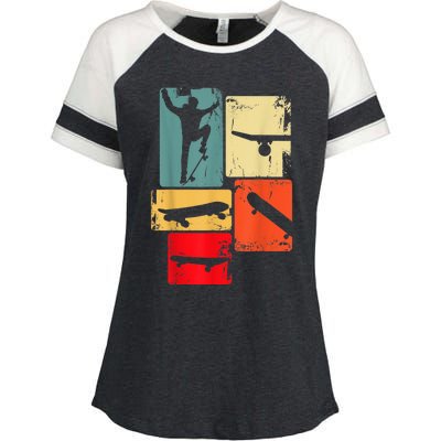 Skater Skateboarder Gift Retro Skateboard Gift For Boys Youth Gift Enza Ladies Jersey Colorblock Tee