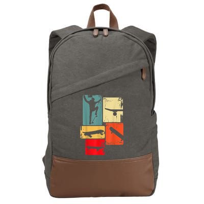 Skater Skateboarder Gift Retro Skateboard Gift For Boys Youth Gift Cotton Canvas Backpack