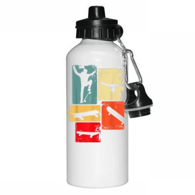 Skater Skateboarder Gift Retro Skateboard Gift For Boys Youth Gift Aluminum Water Bottle