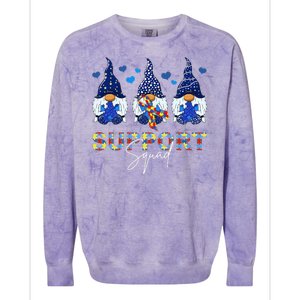 Support Squad Gnome Autism Awareness Month Colorblast Crewneck Sweatshirt