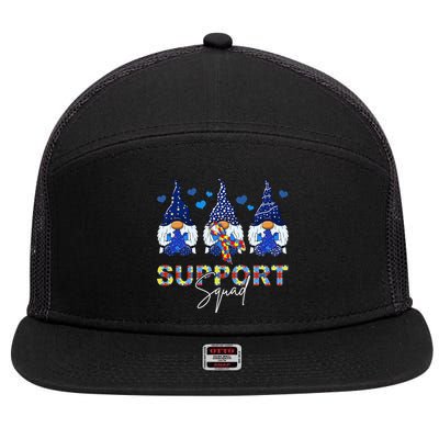 Support Squad Gnome Autism Awareness Month 7 Panel Mesh Trucker Snapback Hat