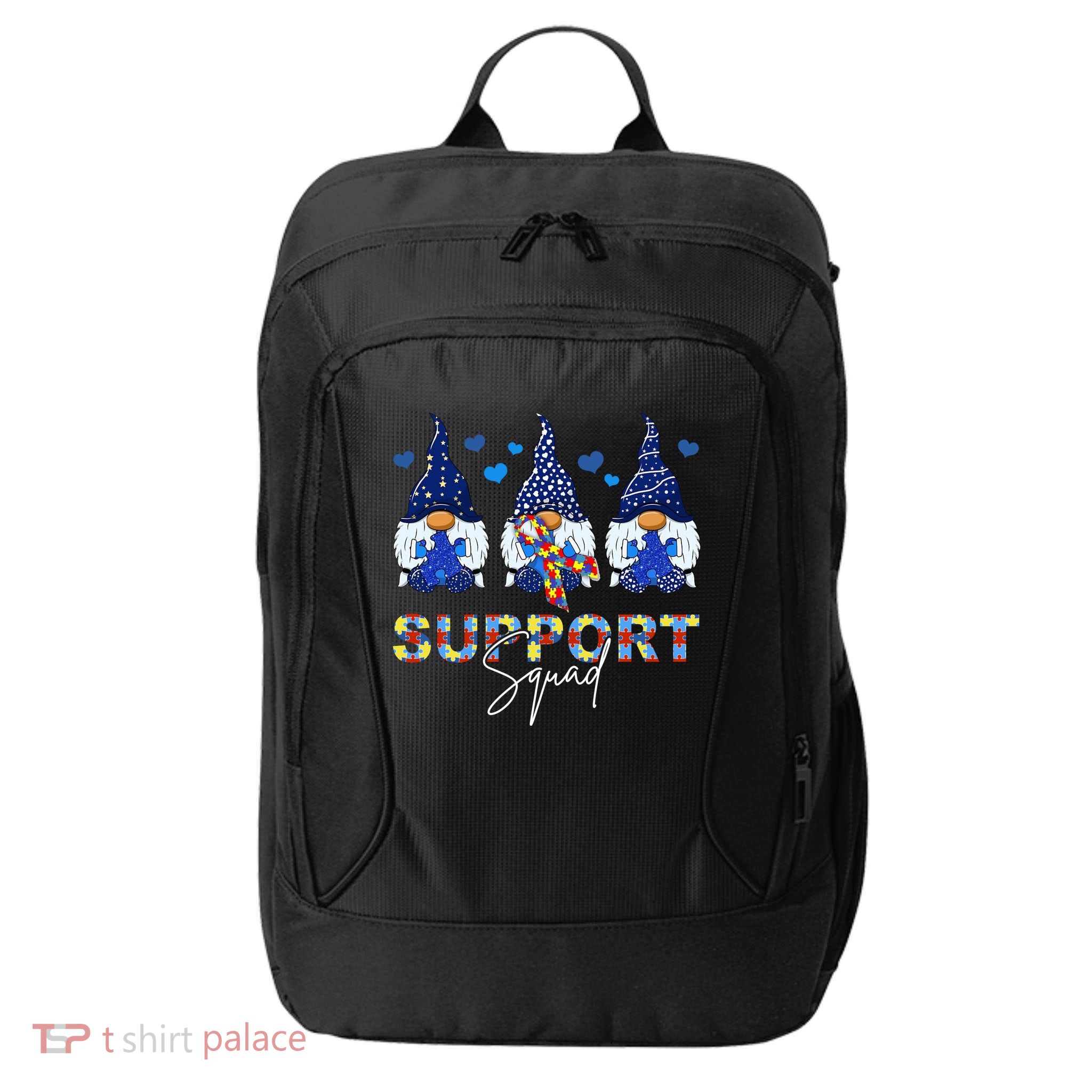 Support Squad Gnome Autism Awareness Month City Backpack
