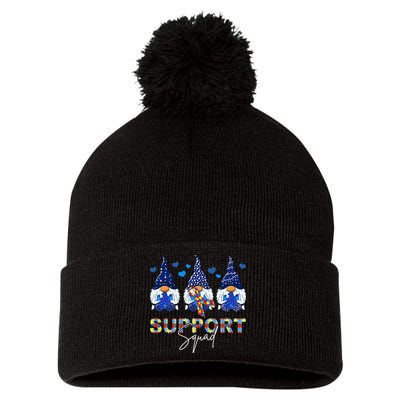 Support Squad Gnome Autism Awareness Month Pom Pom 12in Knit Beanie