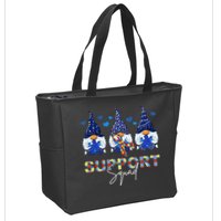 Support Squad Gnome Autism Awareness Month Zip Tote Bag