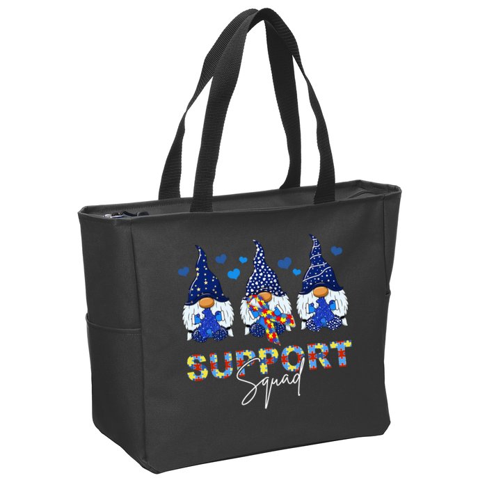 Support Squad Gnome Autism Awareness Month Zip Tote Bag
