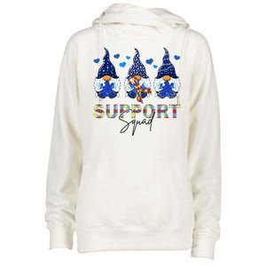 Support Squad Gnome Autism Awareness Month Womens Funnel Neck Pullover Hood