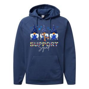 Support Squad Gnome Autism Awareness Month Performance Fleece Hoodie