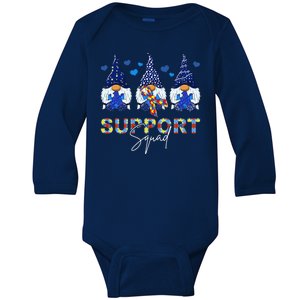 Support Squad Gnome Autism Awareness Month Baby Long Sleeve Bodysuit