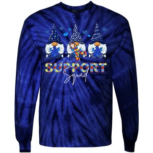 Support Squad Gnome Autism Awareness Month Tie-Dye Long Sleeve Shirt