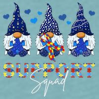 Support Squad Gnome Autism Awareness Month Sueded Cloud Jersey T-Shirt