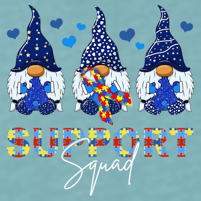 Support Squad Gnome Autism Awareness Month Sueded Cloud Jersey T-Shirt