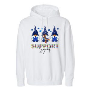 Support Squad Gnome Autism Awareness Month Garment-Dyed Fleece Hoodie