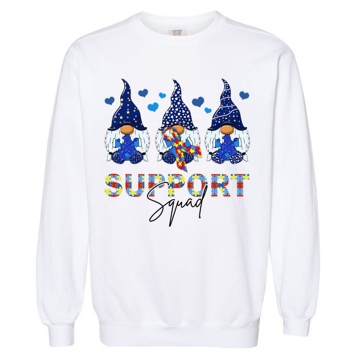 Support Squad Gnome Autism Awareness Month Garment-Dyed Sweatshirt