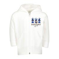 Support Squad Gnome Autism Awareness Month Toddler Zip Fleece Hoodie