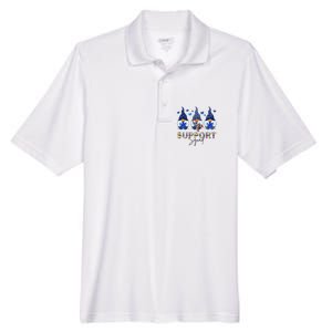 Support Squad Gnome Autism Awareness Month Men's Origin Performance Pique Polo